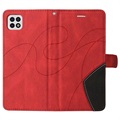 Bi-Color Series Samsung Galaxy A22 5G, Galaxy F42 5G Wallet Case - Red