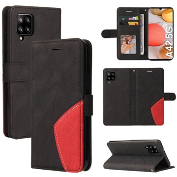 Bi-Color Series Samsung Galaxy A42 5G Wallet Case - Black