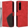 Bi-Color Series Sony Xperia 1 III Wallet Case - Red