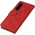 Bi-Color Series Sony Xperia 1 III Wallet Case - Red