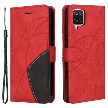 Bi-Color Series Samsung Galaxy A12 Wallet Case - Red