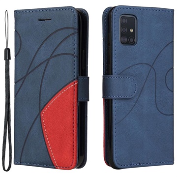 Bi-Color Series Samsung Galaxy A51 Wallet Case - Blue