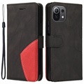 Bi-Color Series Xiaomi Mi 11 Lite 5G Wallet Case - Black