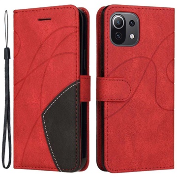 Bi-Color Series Xiaomi Mi 11 Lite 5G Wallet Case - Red