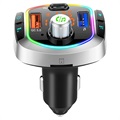 Bluetooth FM Transmitter & Car Charger with LED Light BC63 - Black