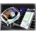Bluetooth FM Transmitter & Car Charger with LED Light BC63 - Black