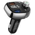 Bluetooth FM Transmitter / Car Charger with QC3.0 T62 - Black / Silver