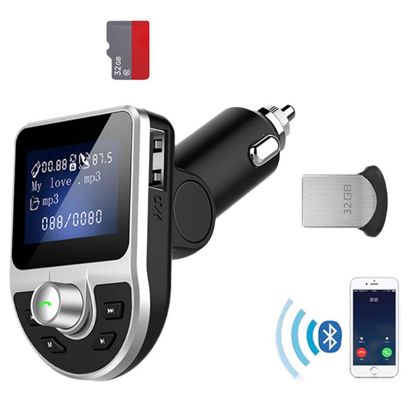 Dual USB Car Charger & Bluetooth FM Transmitter BT39 - Black