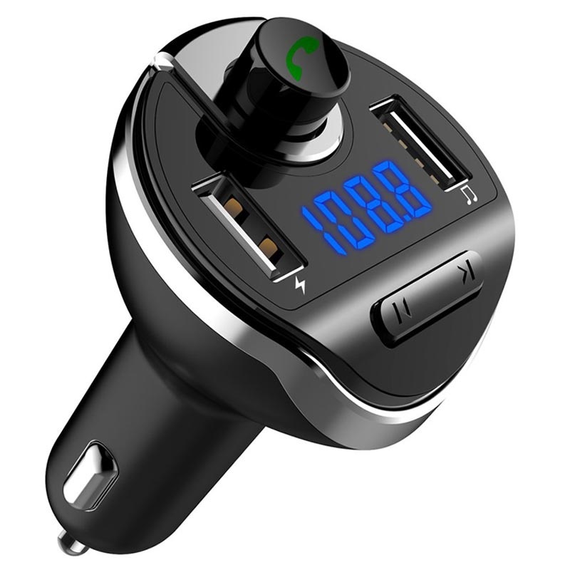 Wireless Bluetooth Radio Transmitter Car Adapter,Dual USB Charging Ports ORIA Bluetooth FM Transmitter for Car Hands-Free Call with mic Inside,AUX Music Player,for Smartphones 