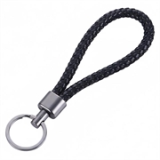 Braided PU Leather Keychain - Black