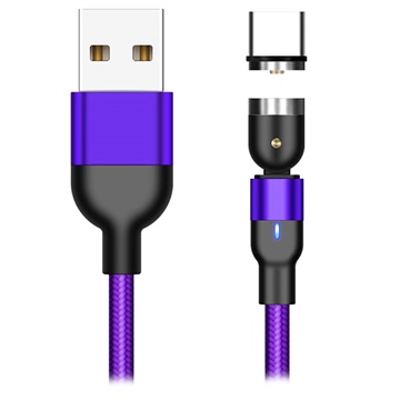 Braided Rotary Magnetic USB Type-C Cable - 2m - Purple