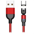 Braided Rotary Magnetic USB Type-C Cable - 2m - Red