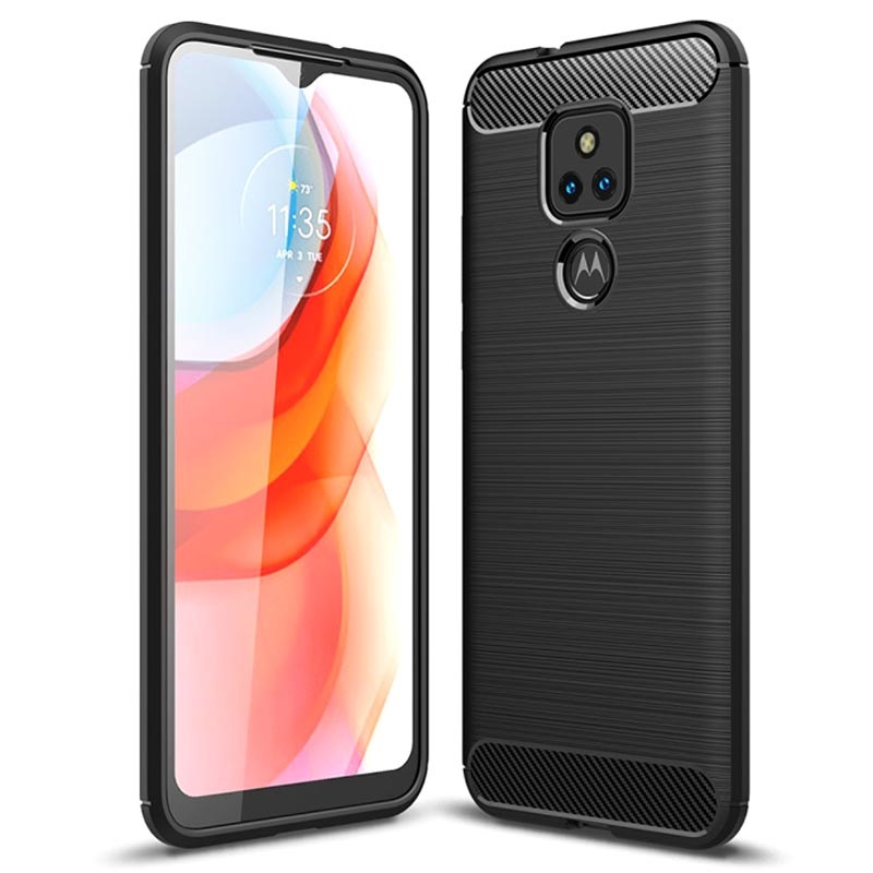 Motorola Moto G Play (2021) Brushed TPU Case Carbon Fiber Black