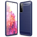 Samsung Galaxy S21 5G Brushed TPU Case - Carbon Fiber - Blue