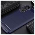 Samsung Galaxy S21 FE 5G Brushed TPU Case - Carbon Fiber - Blue