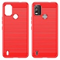 Nokia C21 Plus Brushed TPU Case - Carbon Fiber - Red