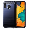 Samsung Galaxy A20/A30/M10s Brushed TPU Case - Carbon Fiber - Blue