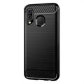 Samsung Galaxy A40 Brushed TPU Case - Carbon Fiber - Black