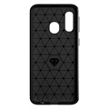 Samsung Galaxy A40 Brushed TPU Case - Carbon Fiber - Black