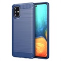 Samsung Galaxy A71 Brushed TPU Case - Carbon Fiber - Blue