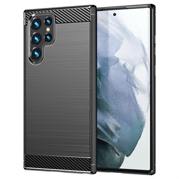 Samsung Galaxy S22 Ultra 5G Brushed TPU Case - Carbon Fiber - Black