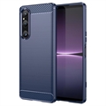 Sony Xperia 1 V Brushed TPU Case - Carbon Fiber - Blue