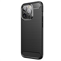 iPhone 13 Pro Brushed TPU Case - Carbon Fiber - Black