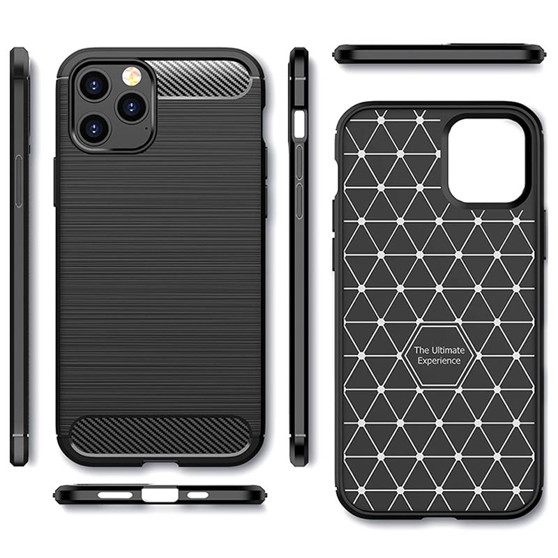 iPhone 12 Pro Max Brushed TPU Case Carbon Fiber Black