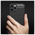 iPhone 12 Pro Max Brushed TPU Case - Carbon Fiber - Black