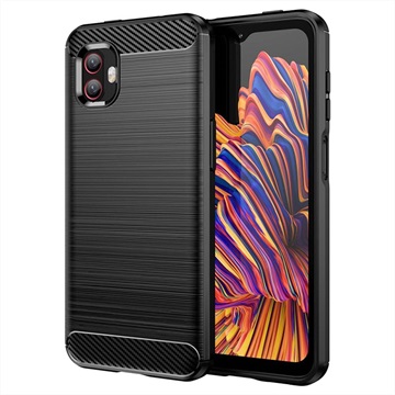 Samsung Galaxy Xcover6 Pro Brushed TPU Case - Carbon Fiber - Black