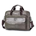 Bullcaptain 046 Men’s Leather Laptop & Crossbody Bag - 40 x 30 x 7cm - Grey