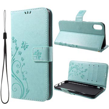 Butterfly Series iPhone XR Wallet Case - Cyan