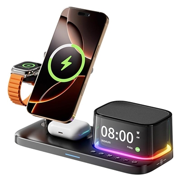 C09PLUS 5-in-1 Qi2.2 Magnetic Wireless Charger with Alarm Clock - 25W - Black