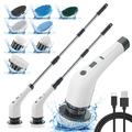 CLE-04 8-in-1 Cordless Electric Cleaning Brush with Extension Handle - White
