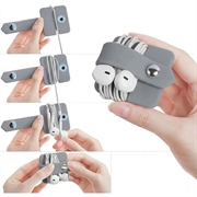 Cable / Earphones Silicone Organizer with Metal Snap Button - Grey