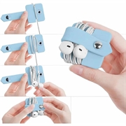 Cable / Earphones Silicone Organizer with Metal Snap Button - Light Blue