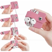 Cable / Earphones Silicone Organizer with Metal Snap Button - Pink
