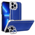 CamStand iPhone 13 Pro Hybrid Cover - Carbon Fiber - Blue