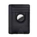 Carbon Fiber Texture Minimalist Wallet Card Holder 2 in 1 Portable Slim Case for AirTag - Black
