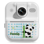 Cartoon Animal Design P02 Thermal Print Camera with Rotatable Lens - White