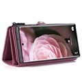 Caseme 2-in-1 Multifunctional Samsung Galaxy S21 Ultra 5G Wallet Case - Wine Red
