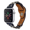 Apple Watch Series 7/SE/6/5/4/3/2/1 Chain Leather Strap - 45mm/44mm/42mm - Blue