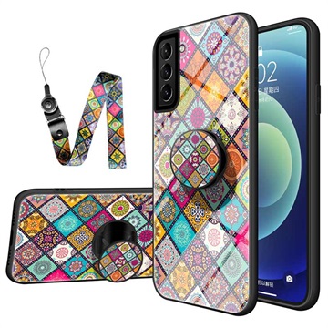 Checkered Pattern Samsung Galaxy S21 5G Hybrid Case - Colorful Mandala