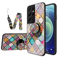 Checkered Pattern Samsung Galaxy S21 Ultra 5G Hybrid Case - Colorful Mandala