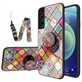 Checkered Pattern Samsung Galaxy S22 5G Hybrid Case - Colorful Mandala