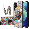 Checkered Pattern Samsung Galaxy S22 Ultra Hybrid Case - Colorful Mandala