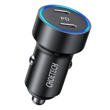 Choetech Dual-Port USB-C PD Car Charger - 36W - Black