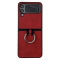 Samsung Galaxy Z Flip4 5G Coated Case with Metal Ring - Red