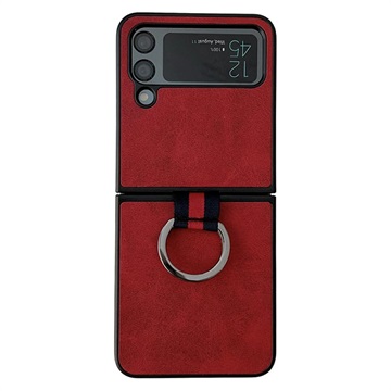 Samsung Galaxy Z Flip4 5G Coated Case with Metal Ring - Red