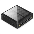 Compact Solar Power Bank - 10000mAh, 3xUSB-A - Black